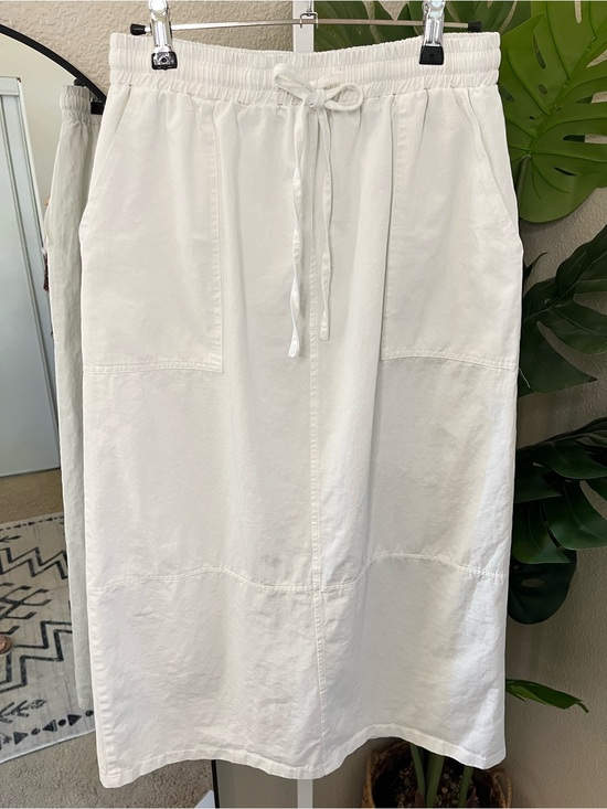 Queen Shop Dresses & Skirts - 100% Cotton White Drawstring Maxi Skirt size M | Minimal Coastal Boho Skirt